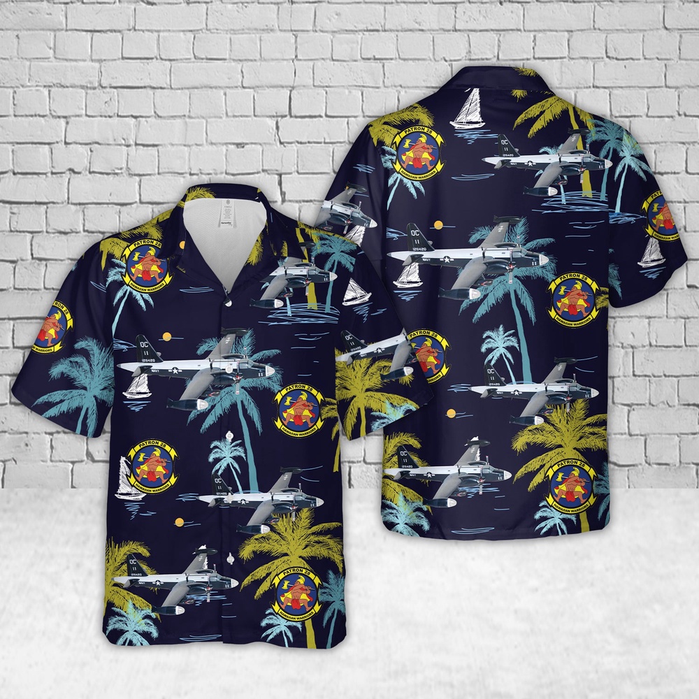 Us Navy Hawaiian Shirt, US Navy VP-28 Hawaiian Warriors 1961 P2V5 Hawaiian Shirt, Military Aloha Shirt