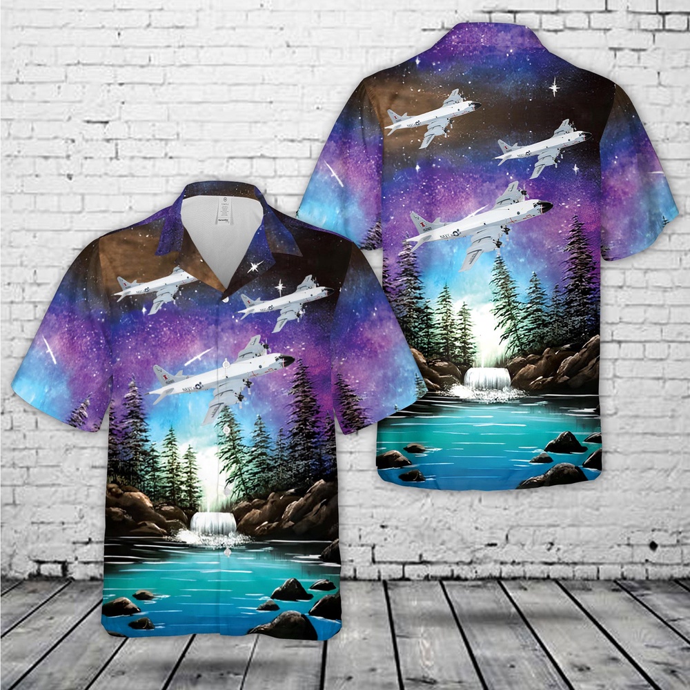 Us Navy Hawaiian Shirt, US Navy VP-66 P-3A Orion, VP-66 Liberty Bells (1984) Hawaiian Shirt, Military Aloha Shirt