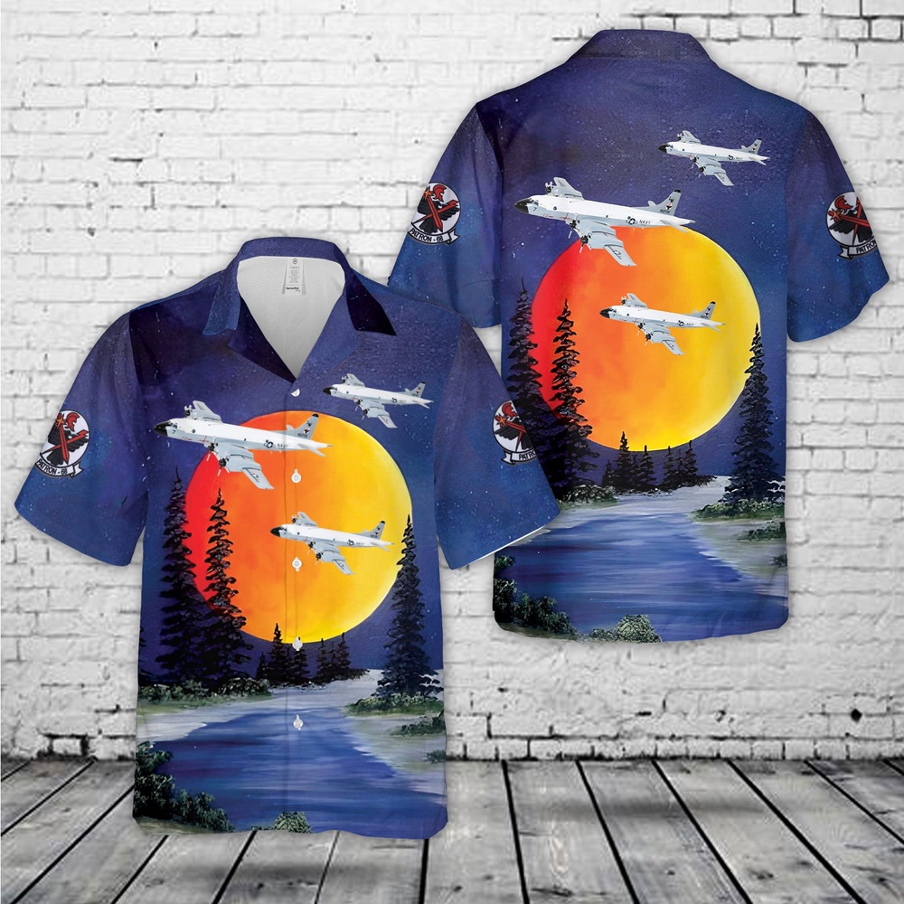 Us Navy Hawaiian Shirt, US Navy VP-68 Blackhawks P-3B Orion Hawaiian Shirt, Military Aloha Shirt