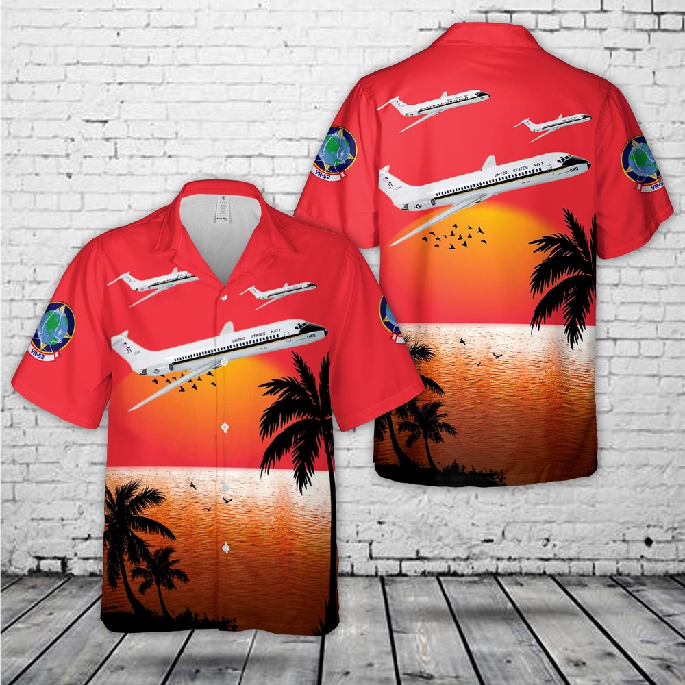 Us Navy Hawaiian Shirt, US Navy VR-52 Taskmasters C-9B Skytrain II Hawaiian Shirt, Military Aloha Shirt