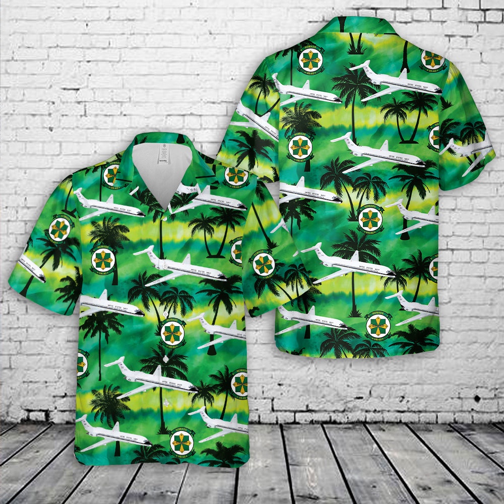 Us Navy Hawaiian Shirt, US Navy VR-58 Sunseekers C-9b Skytrain II Hawaiian Shirts, Military Aloha Shirt