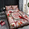 Valentine Bedding Set, Snowman Couple Christmas Red Quilt Bedding Set Christmas Eve Bedding Set Christmas Style Valentine Gift