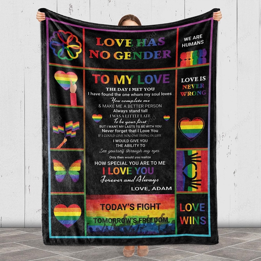 Valentine Blanket, Custom Lgbt Blanket Love Has No Gender, Gift For Birthday Anniversary Valentines Day Valentine Blanket, Custom Lgbt Blanket Love Has No Gender, Gift For Birthday Anniversary Valentines Day