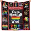 Valentine Blanket, Lgbt Pride Blanket, Lgbt Couple Blanket, Lgbt Rainbow Blanket Gift For Lover