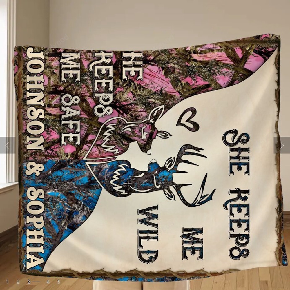 Valentine Blanket, Personalized Couple Fleece Blanket Gift For Couple Husband, Wife. He Keeps Me Safe Valentine Blanket, Personalized Couple Fleece Blanket Gift For Couple Husband, Wife. He Keeps Me Safe