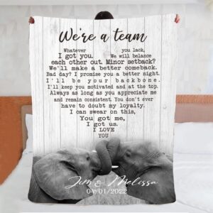 Valentine Blanket, Personalized Couple Gift Couple Elephant&hellip;