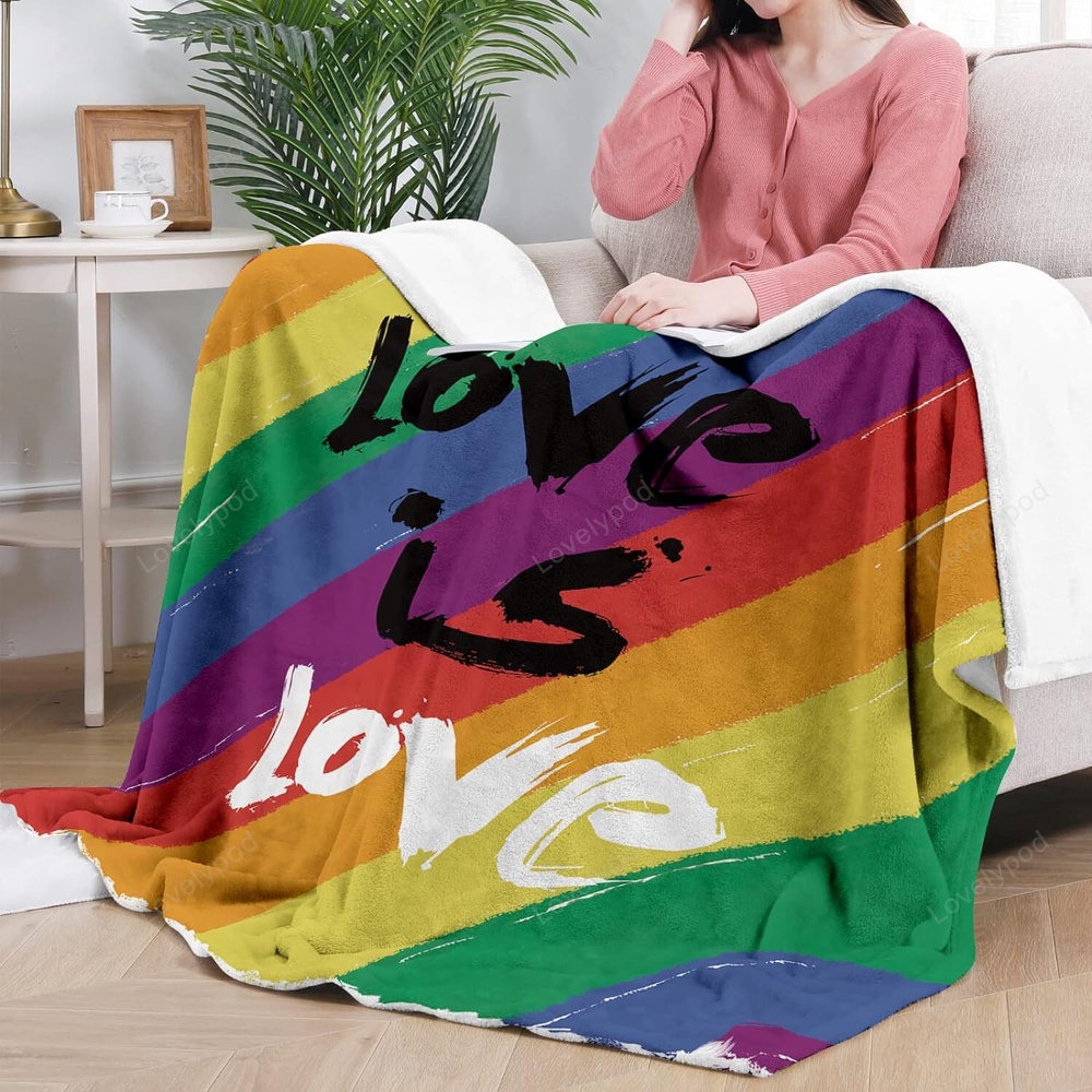 Valentine Blanket, Pride Rainbow Blanket, Love Is Love Lgbt Soft Fleece Throw Blankets Lightweight Pride Blanket Valentine Blanket, Pride Rainbow Blanket, Love Is Love Lgbt Soft Fleece Throw Blankets Lightweight Pride Blanket