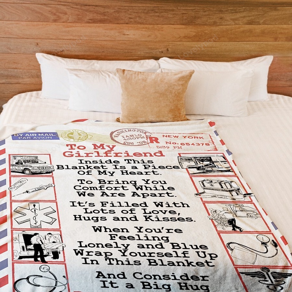 Valentine Blanket, To My Girlfriend Blanket, Emts Girlfriend Premium Fleece Blanket Sherpa Blanket