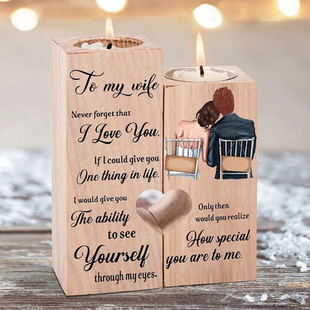 Valentine Candle Holder, Couple Candle Holder How Special You are to Me Wooden Candlesticks Sweet Gift