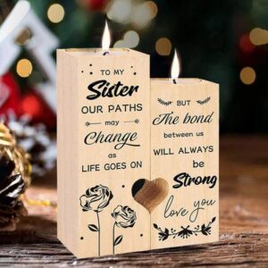 Valentine Candle Holder, Presents For Sister Wooden&hellip;
