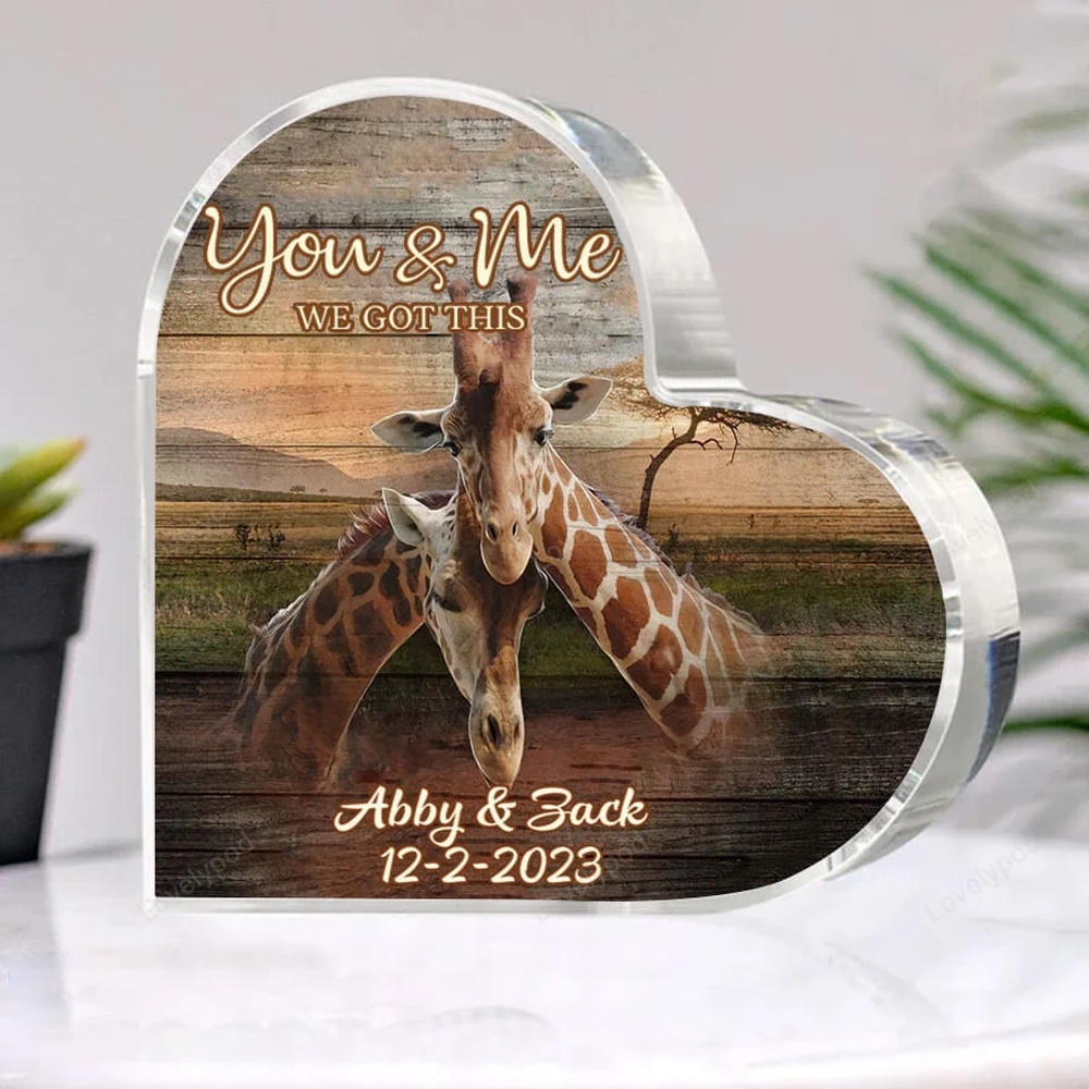 Valentine Keepsakes, Heart Keepsake, Custom Giraffe Couple Heart Acrylic Plaque, You And Me We Got This Giraffe Plaque Valentine Keepsakes, Heart Keepsake, Custom Giraffe Couple Heart Acrylic Plaque, You And Me We Got This Giraffe Plaque