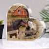 Valentine Keepsakes, Heart Keepsake, Custom Horses Couple Farmhouse Heart Acrylic Plaque, God Blessed Wedding Anniversary Valentine’s Day Gift