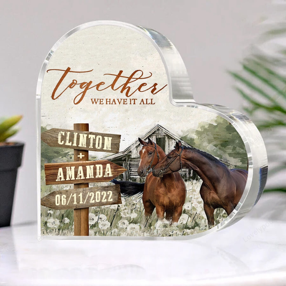 Valentine Keepsakes, Heart Keepsake, Custom Horses Couple Heart Plaque, Together We Have It All Plaque, Valentine’s Day Gift For Husband Wife Valentine Keepsakes, Heart Keepsake, Custom Horses Couple Heart Plaque, Together We Have It All Plaque, Valentine’s Day Gift For Husband Wife