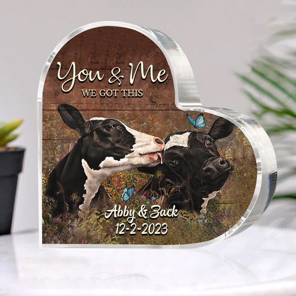Valentine Keepsakes, Heart Keepsake, Personalized Cow Couple You And Me We God This Heart Acrylic Plaque, Valentine’s Day Gift For Couple Valentine Keepsakes, Heart Keepsake, Personalized Cow Couple You And Me We God This Heart Acrylic Plaque, Valentine’s Day Gift For Couple