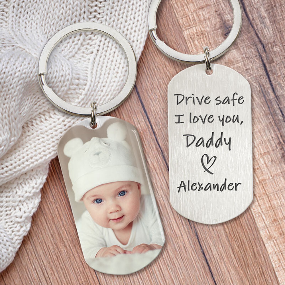 Valentine Keychain, Drive Safe I Love You, Personalized Keychain, Gifts For Mommy, Custom Photo Keychain