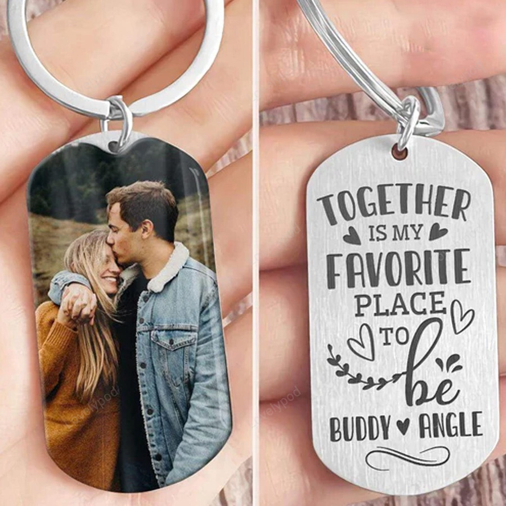 Valentine Keychain, Together Is My Favorite Place Couple Keychain, Valentines Day Gift For Couple