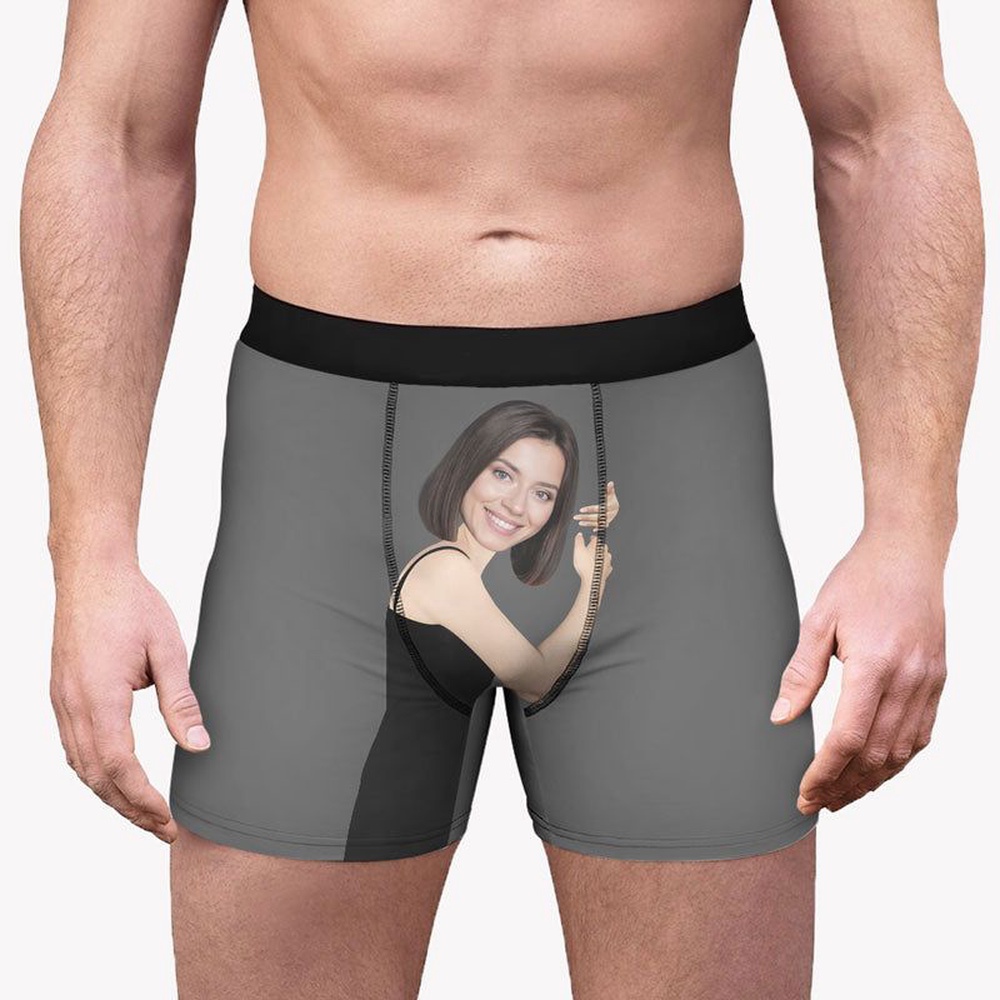 Valentine Men Boxer, Girl Face Hug Boxer Personalized Boxer Funny Valentine Gift For Him Custom Photo Valentine Gift