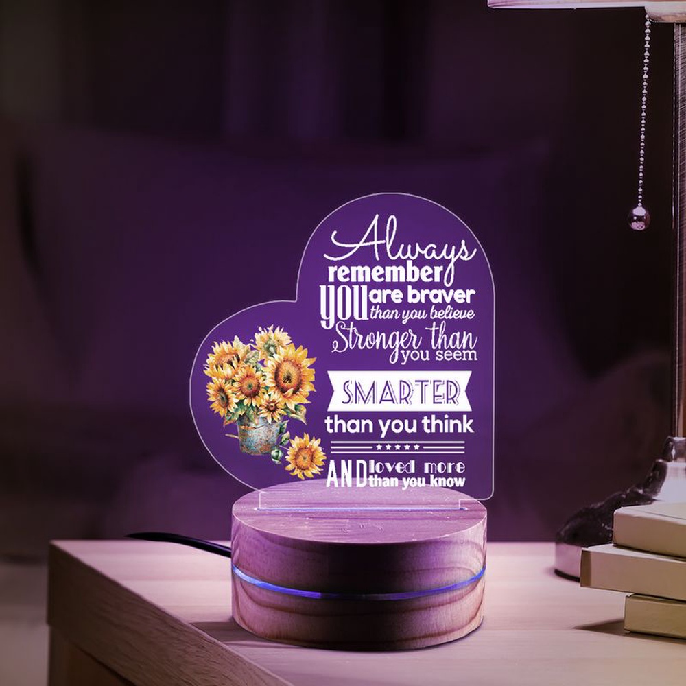 Valentine Night Light, Always Remember You Are Braver Night Light Sunflower Night Light Home Night Light Valentine Gift