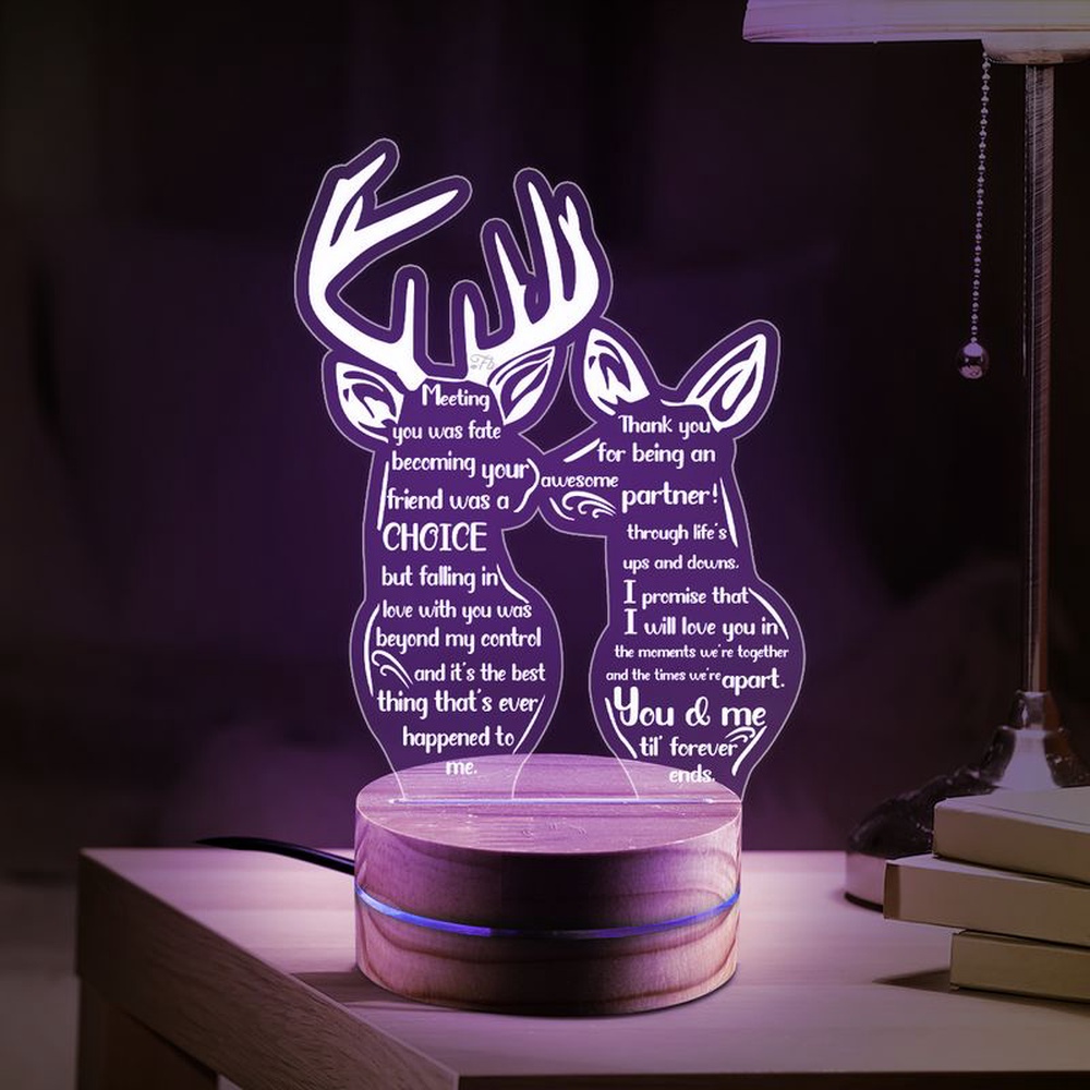 Valentine Night Light, Deer Couple Night Light Thank You For Being An Awesome Partner Night Light Valentine Gift