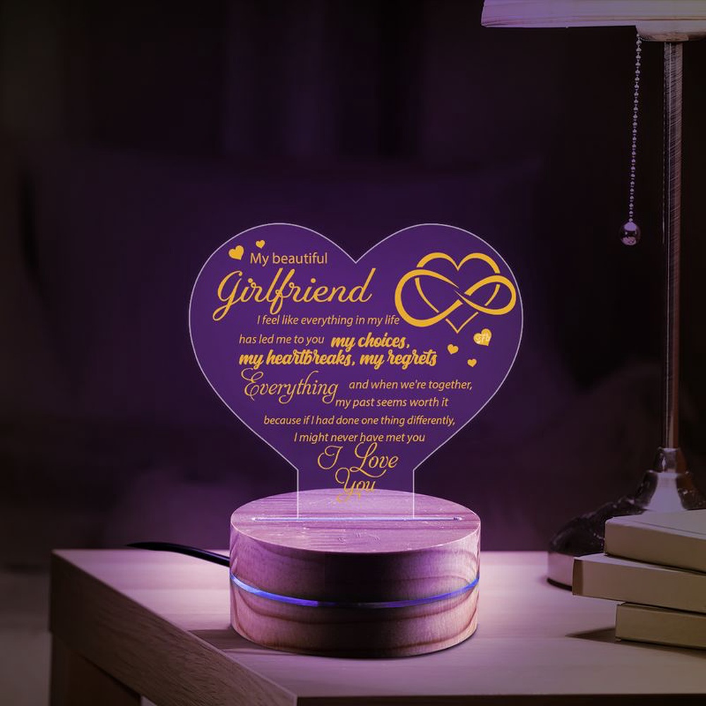 Valentine Night Light, My Beautiful Girlfriend Night Light I Love You Night Light Love You Forever Light Valentine Decor
