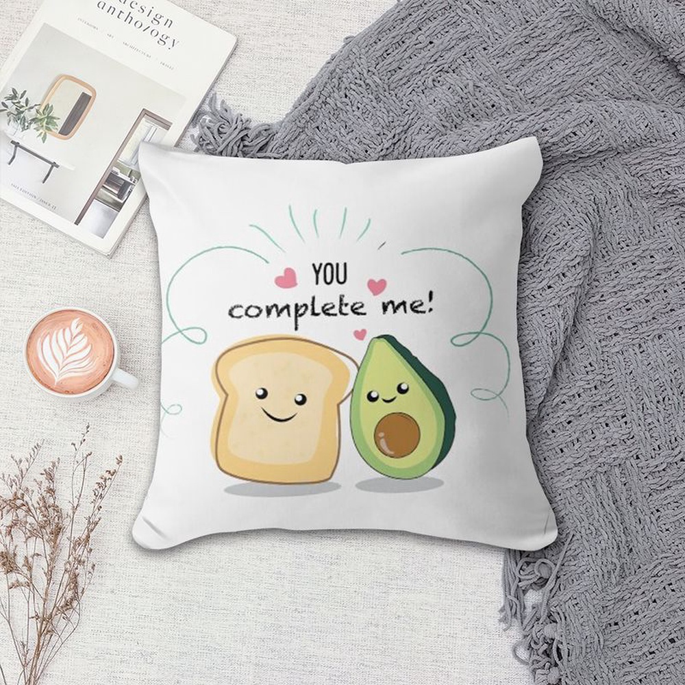 Valentine Pillow, Avocado Bread You Complete Me Valentine’s Day Sofa Decor For Couple Wife Husband Valentine Pillow, Avocado Bread You Complete Me Valentine’s Day Sofa Decor For Couple Wife Husband