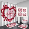 Valentine Shower Curtain, Happy Valentines Day Shower Curtain Valentine Day Decor Love Heart Bathroom Decor Love Home Decor