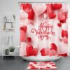 Valentine Shower Curtain, Happy Valentines Day Shower Curtains Sweet Valentine Bathroom Curtains Romancecore Bathroom Home Decor