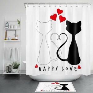 Valentine Shower Curtain, Valentines Cat Couple Shower&hellip;