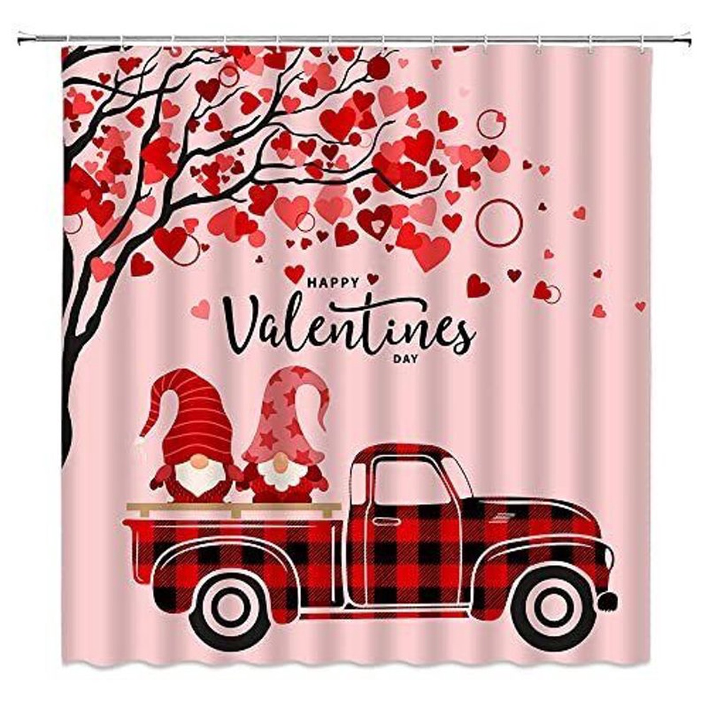 Valentine Shower Curtain, Valentines Day Bathroom Shower Curtains For Bathroom Gnome On The Car Home Bath Decor Wedding Valentine Shower Curtain, Valentines Day Bathroom Shower Curtains For Bathroom Gnome On The Car Home Bath Decor Wedding