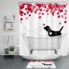 Valentine Shower Curtain, Valentines Gnome Love Shower Curtains Romantic Gift Valentine Bathroom Decor Gift For Him