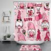 Valentine Shower Curtain, Valentines Dog Couple Shower Curtains Cute Pet Bathroom Set Valentine Bathroom Decor Gift For Couples
