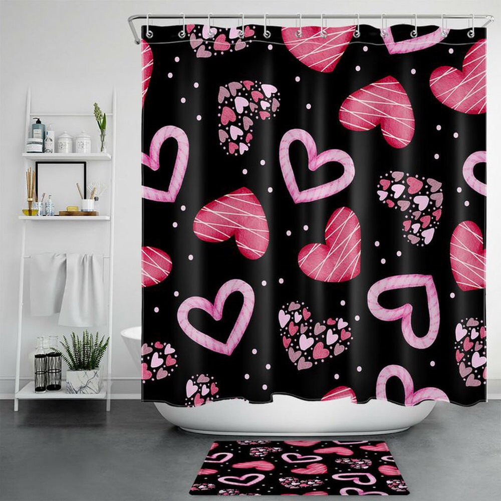 Valentine Shower Curtain, Valentines Hearts Shower Curtains Bathroom Decor Romancecore Bathroom Home Decor Valentine Shower Curtain, Valentines Hearts Shower Curtains Bathroom Decor Romancecore Bathroom Home Decor