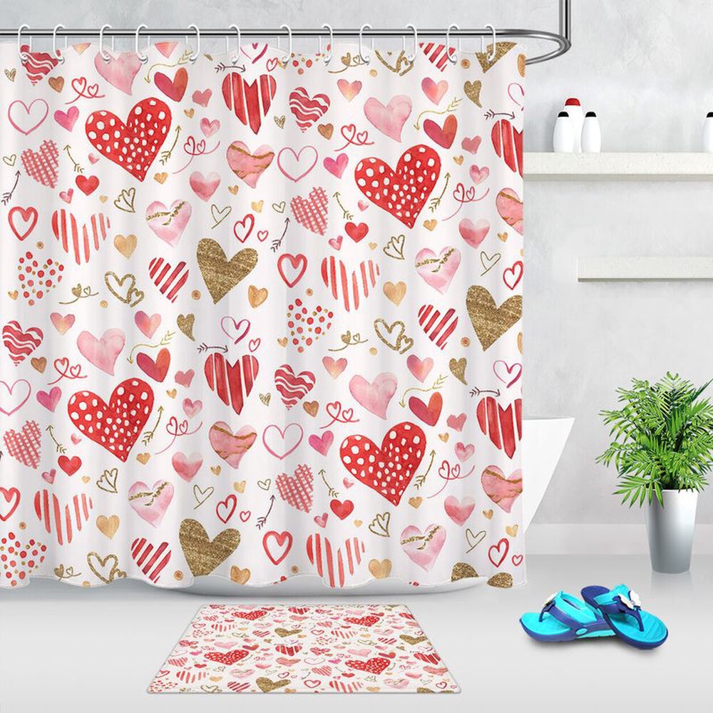 Valentine Shower Curtain, Valentines Hearts Shower Curtains Valentine Decoration Valentines Day Gift Valentine Shower Curtain, Valentines Hearts Shower Curtains Valentine Decoration Valentines Day Gift
