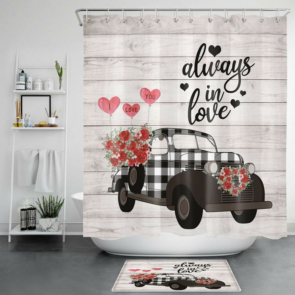 Valentine Shower Curtain, Valentines Shower Curtains Always In Love Bathroom Set Bathroom Decor Valentine Gift Anniversary Gift
