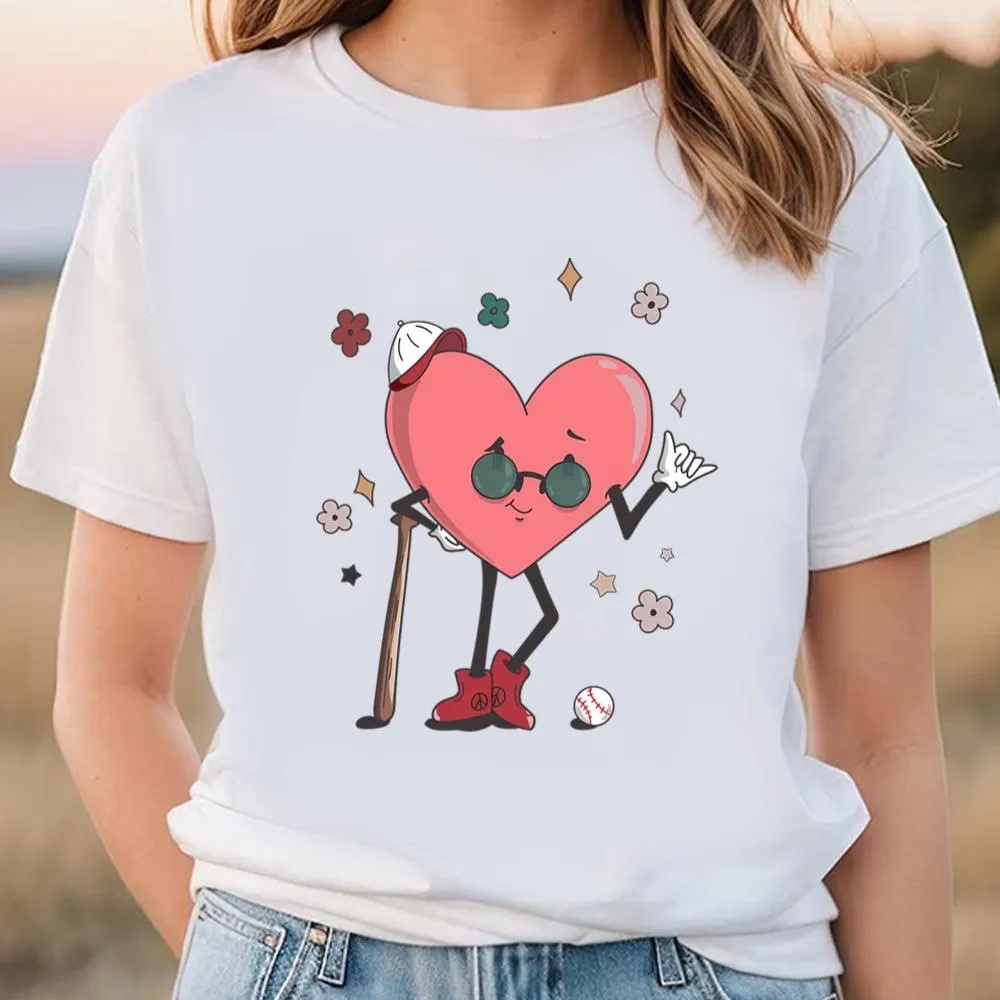 Valentine T-Shirt, Baseball HearT-Shirt, Retro Baseball Valentines Day T-Shirt, Valentine Day Shirt