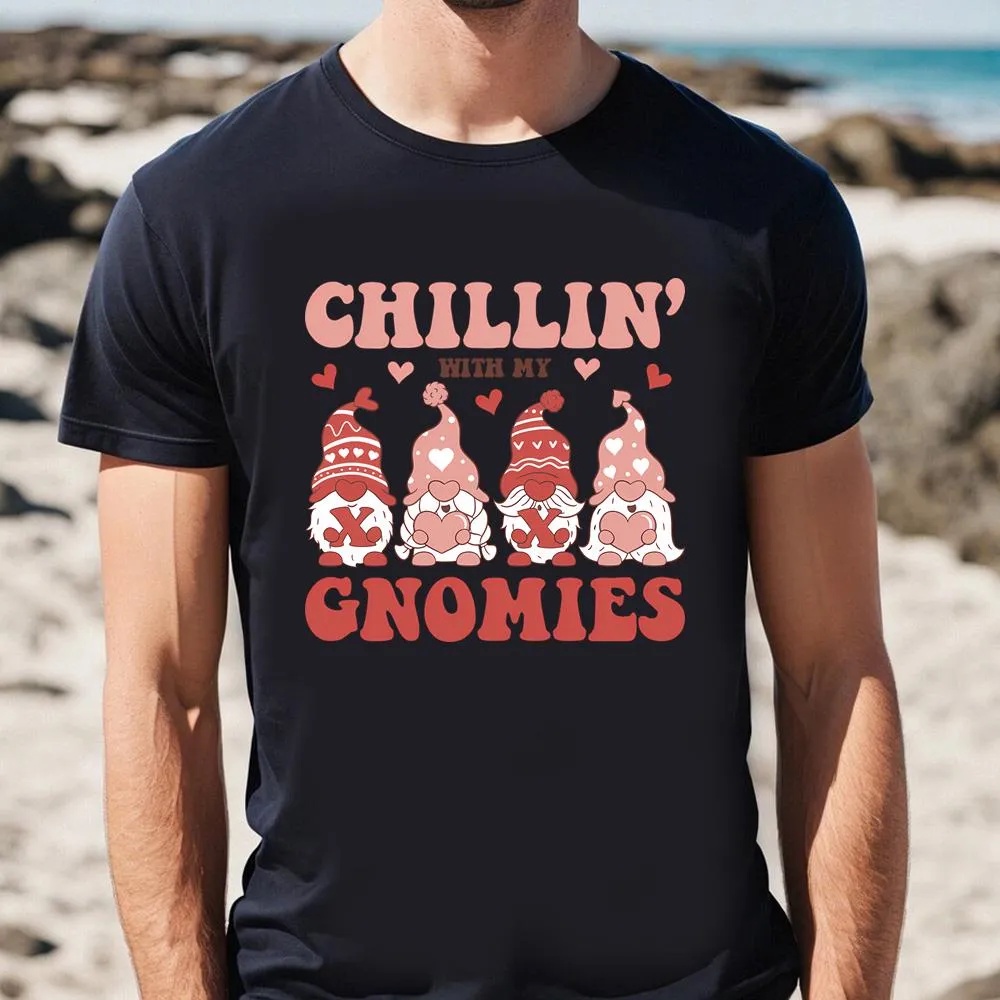 Valentine T-Shirt, Chillin With My Gnomies Red And Pink Xoxo Valentines Day T-Shirt, Valentine Day Shirt