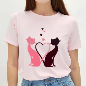 Valentine T-Shirt, Couple Cat With Heart Happy&hellip;