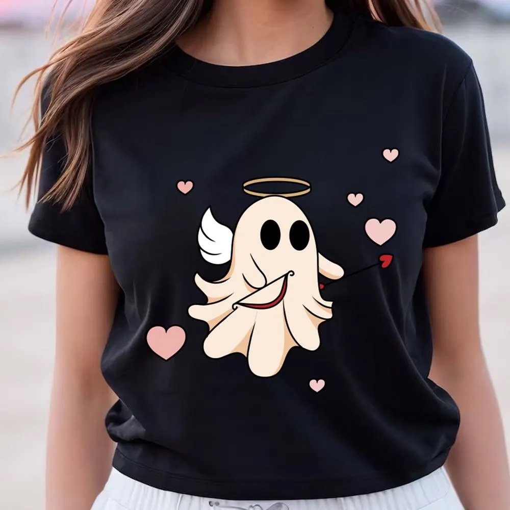 Valentine T-Shirt, Cupid Ghost Retro Valentines Day T-Shirt, Valentine Day Shirt