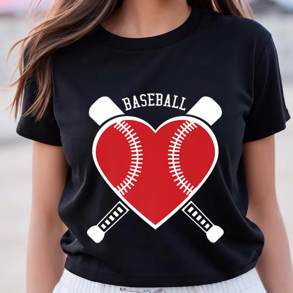 Valentine T-Shirt, Cute Baseball Heart Valentines Day T-Shirt Couples Gift, Valentine Day Shirt