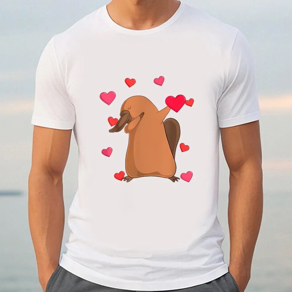 Valentine T-Shirt, Cute Platypus Dabbing Platypus Valentine’s Day T-Shirt, Valentine Day Shirt