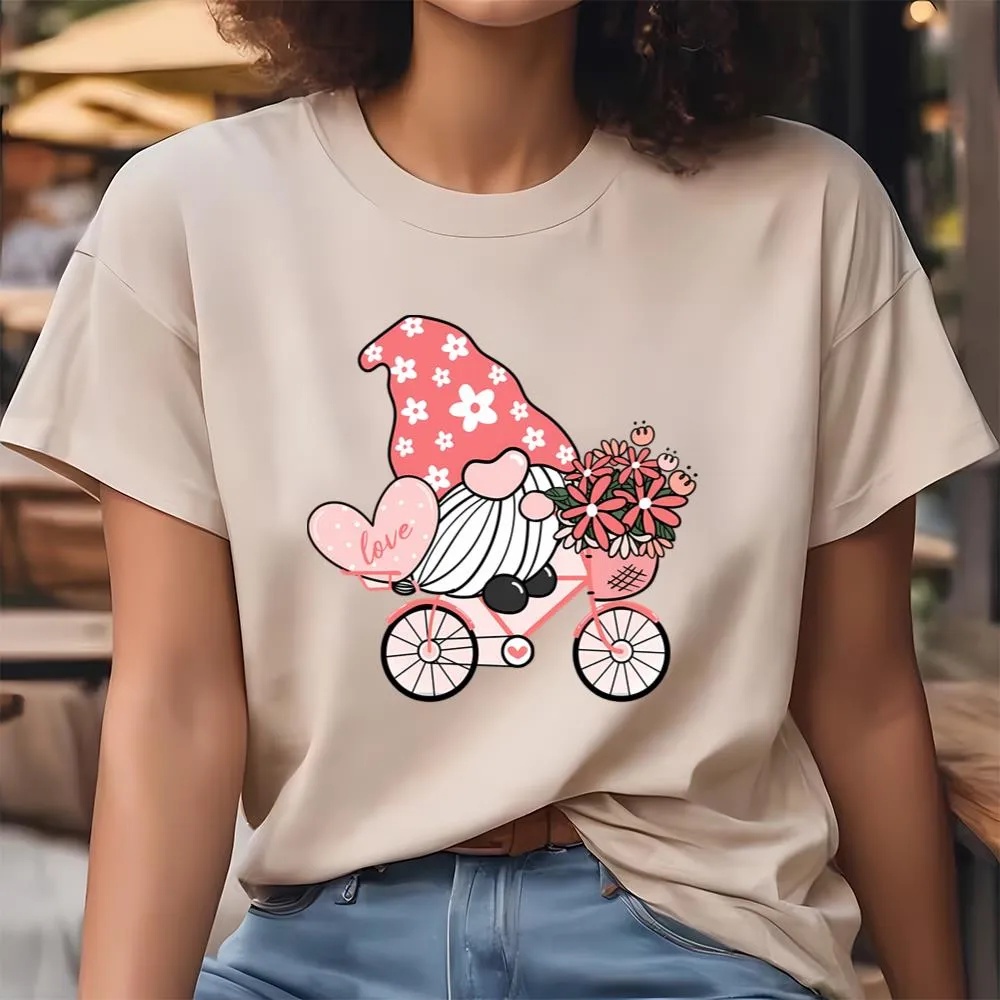 Valentine T-Shirt, Cute Sweet Pink Gnome Valentine T-Shirt, Valentine Day Shirt