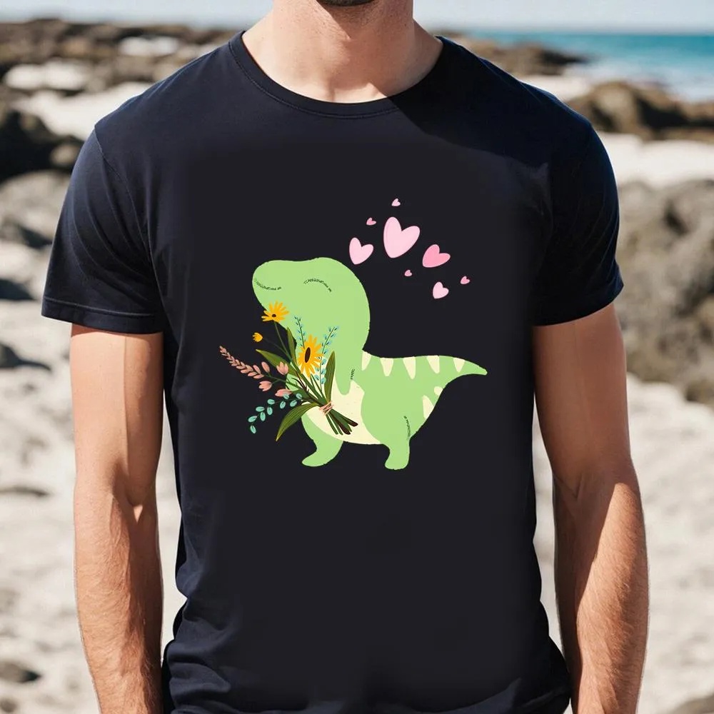 Valentine T-Shirt, Dino Flower Delivery Valentine Day Dinosaur Love T-Shirt, Valentine Day Shirt