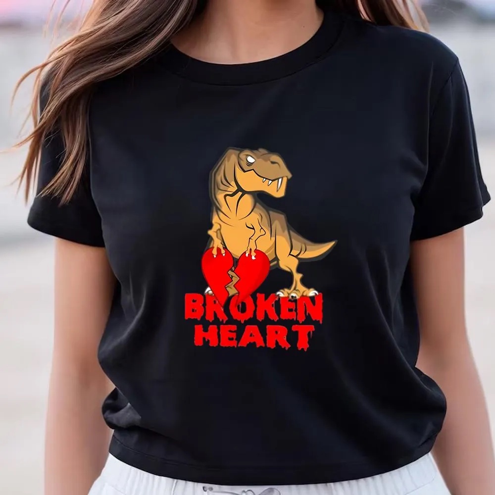 Valentine T-Shirt, Dinosaur Broken Heart Valentine Day T-Shirt, Valentine Day Shirt