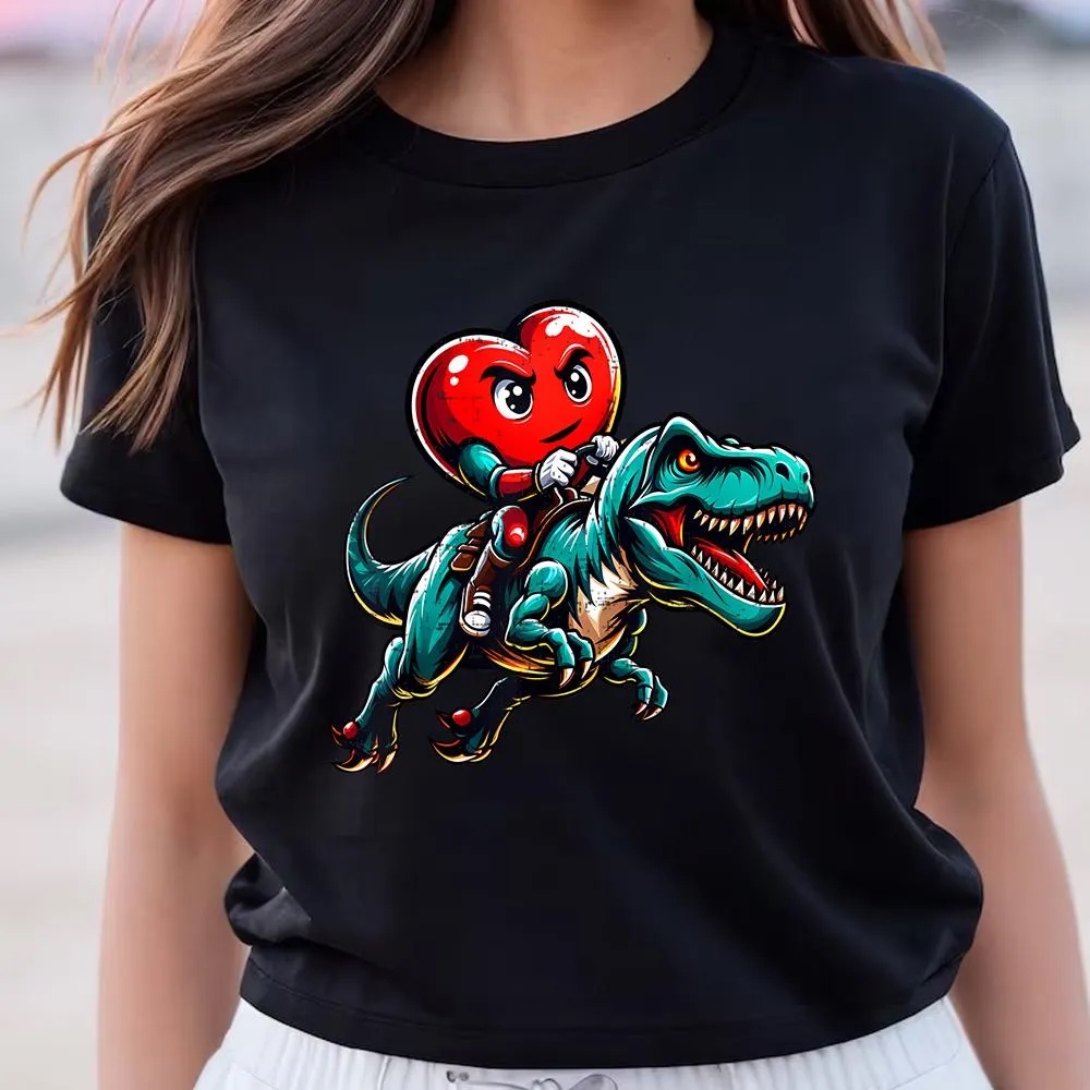 Valentine T-Shirt, Dinosaur Heart T-rex Valentines Day Lover T-Shirt, Valentine Day Shirt