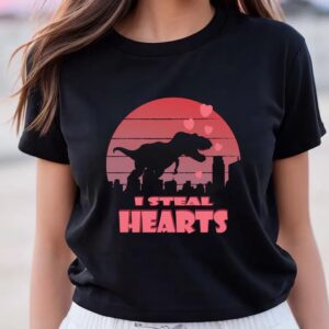 Valentine T-Shirt, Dinosaur I Steal Hearts Valentine&hellip;