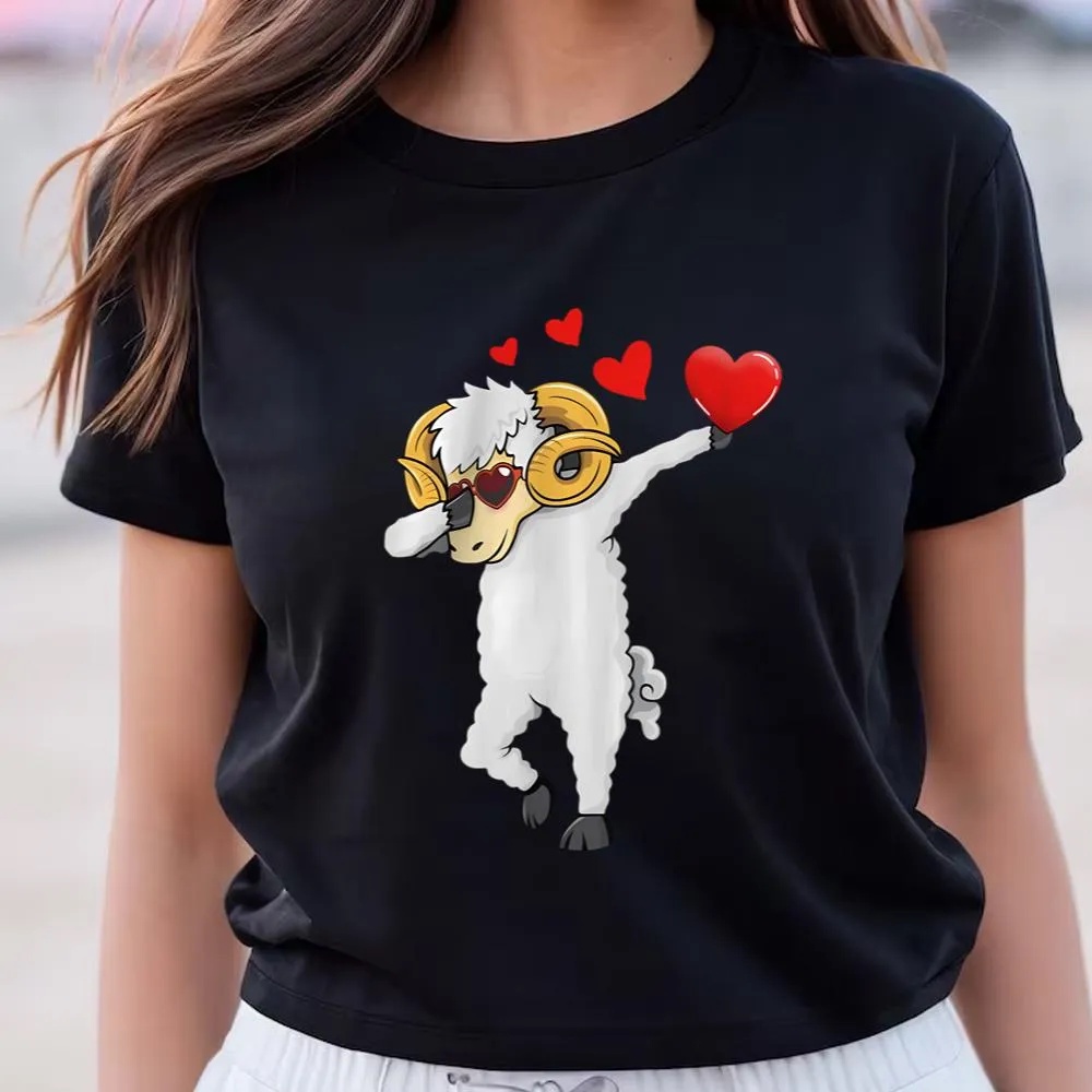 Valentine T-Shirt, Funny Goat Turtle Funny Dab Dance Valentine Day Goat Lover T-Shirts, Valentine Day Shirt