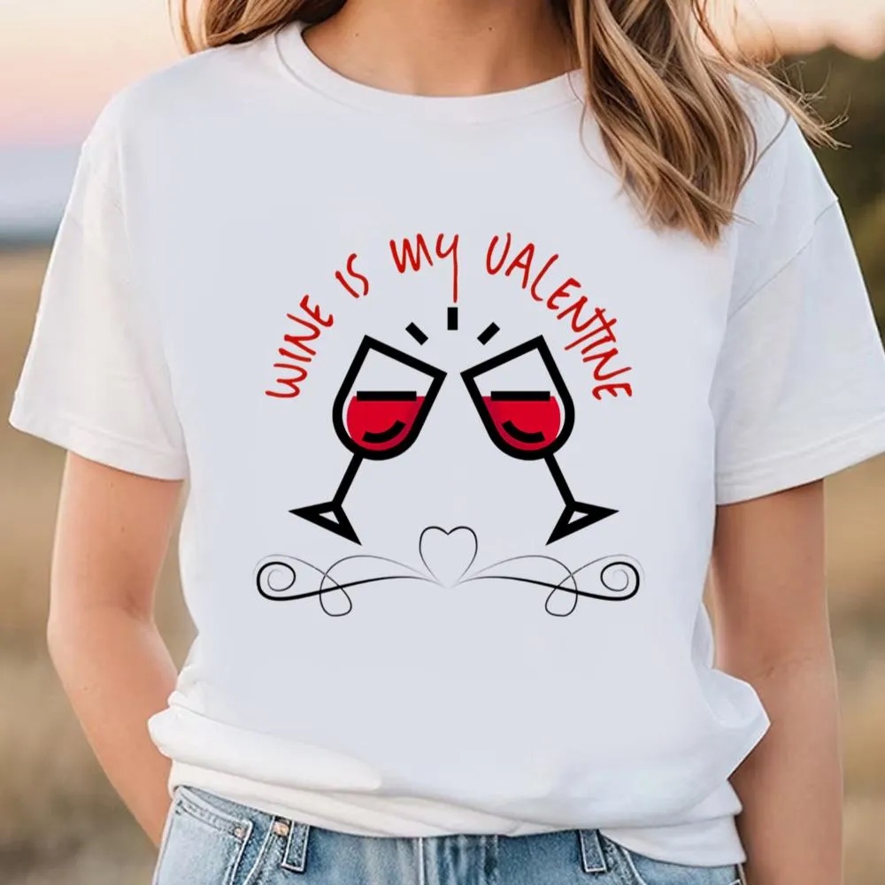 Valentine T-Shirt, Funny Valentine Shirt Wine Is My Valentine Shirt, Valentine Day Shirt
