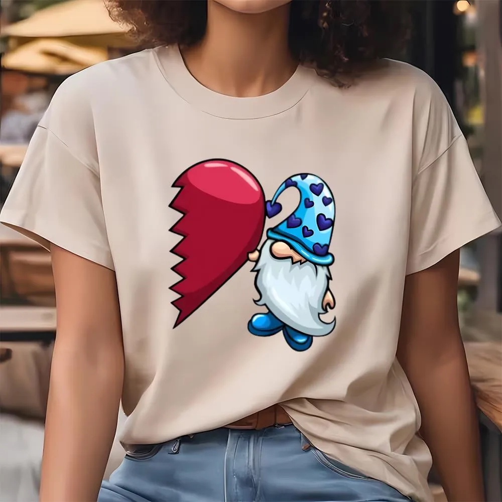Valentine T-Shirt, Gnome Valentines Blue T-Shirt, Valentine Day Shirt