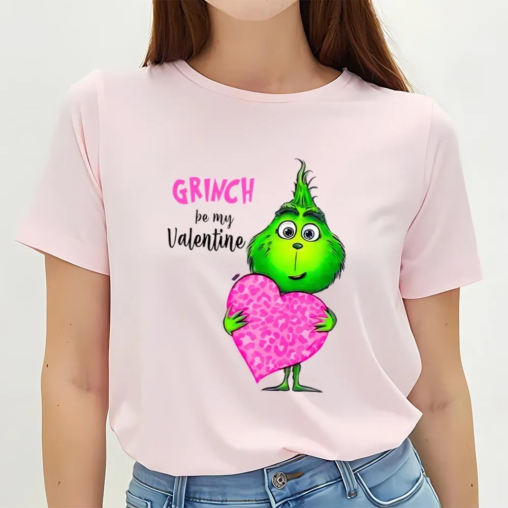 Valentine T-Shirt, Grinch Be My Valentine Pink HearT-Shirt, Valentine Day Shirt