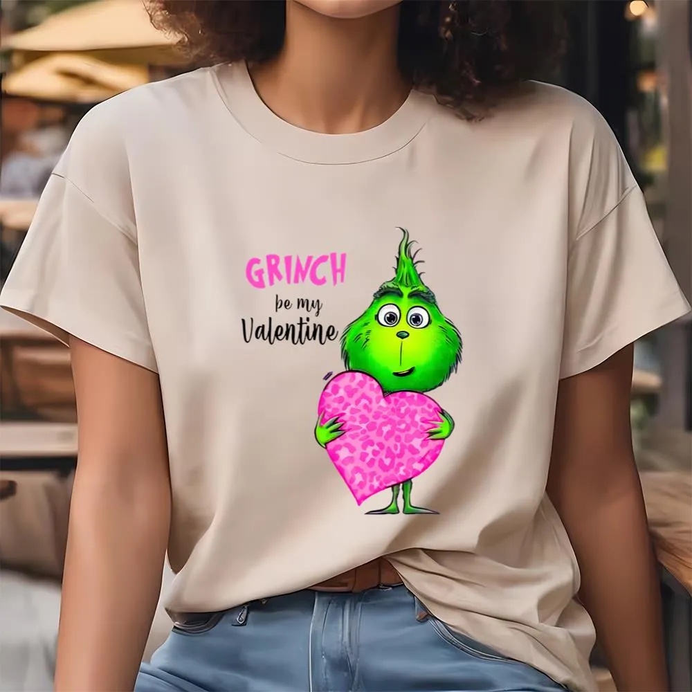 Valentine T-Shirt, Grinch Be My Valentine Pink HearT-Shirt, Valentine Day Shirt